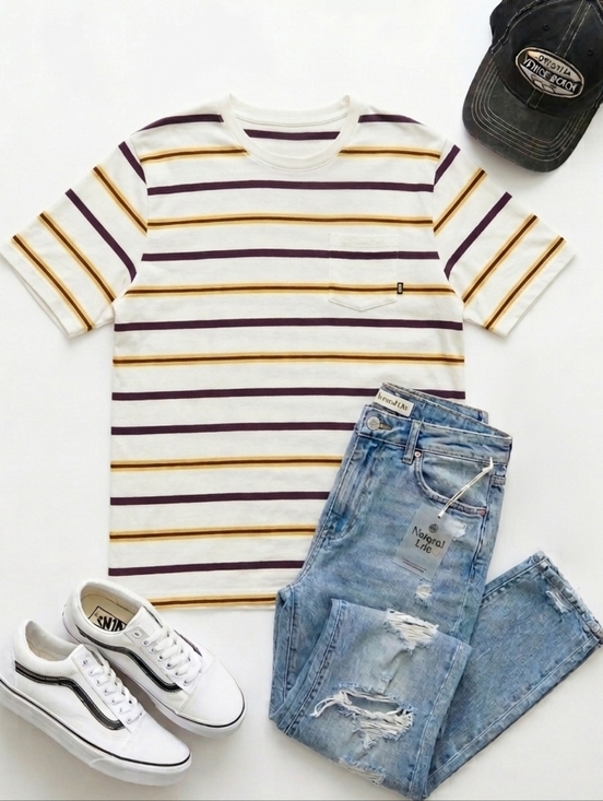 Vans Other - 🩵 Vans Men's Striped White T-Shirt